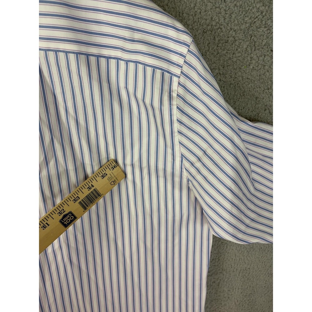 Pronto Uomo Shirt Mens XL White Blue Stripe Slim Fit Stretch Long Sleeve Men New - Picture 9 of 11